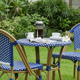 PURPLE LEAF French Bistro Armless Chairs Set of 2, Bamboo Finish, Blue