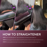 TYMO Flat Iron Hair Straightener Brush 2 in 1, 200M Ions Hair Straighteners for Women, Ceramic Straightening Hot Comb for Anti-Frizz Straights, Waves, Curl, 3X Less Heat Damage, Dual Voltage, Black