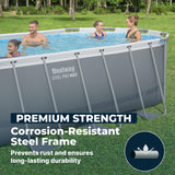 Bestway Steel Pro MAX 18' x 9' x 48" Above Ground Pool, Oval Metal Frame Outdoor Swimming Pool Set with Filter Pump, Ladder, and Cover, Gray