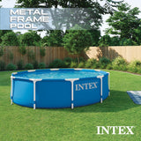 Intex 28200EH 10 Foot x 30 Inch 4 Person Outdoor Metal Frame Above Ground Round Swimming Pool with Easy Set-Up (Pump Not Included)