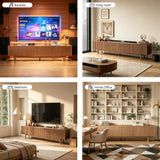 DinaiteEain 86.61" TV Stand for 85 Inch TV, Mid Century Modern Walnut