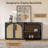 MorganBrig Storage Cabinet with Rattan Doors, 63'' W Arched Buffet Cabinet