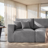 115" Modular Sectional Sofa, 3-Seater Boneless Cloud Couch, Gray