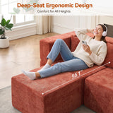 MONVANE Modular Sectional Sofa, Oversized 8 Seat Convertible U Shaped Couch with Ottoman, Comfy Chenille Cloud Couch with Deep Seat, Sectional Couches for Living Room, No Assembly Required, Rust Red