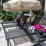 PURPLE LEAF Outdoor Chaise Lounge with Wheels Armrests, 4-Piece Set, Grey
