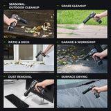 NovorikX 16.8V Handheld Electric Cordless Leaf Blower 100,000 RPM Includes 2 * 2Ah Batteries & Fast Charger, Lightweight for Patio Cleaning, Lawn Care, Car, Blowing Leaves & Dust - Black