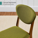 Best Choice Products Wooden Dining Chairs, Wood Mid-Century Modern Upholstered Side Chairs, Farmhouse Cushioned Dining Chairs Set of 4 for Dining Room - Walnut/Olive