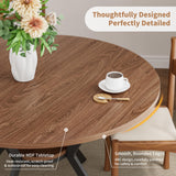 42" Round Dining Table for 4, Farmhouse Kitchen Table with Storage, Space Saving Circle Dinner Table, Rustic Wood Kitchen & Dining Room Tables with Metal Legs for Kitchen, Living Room, Dining Room