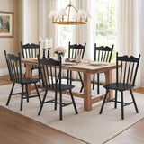 LUE BONA Black Dining Chairs Set of 6, Windsor Wooden Dining Chair with Thickened Backrest, Morden and Mid Century Kitchen Chairs for Dining Room Farmhouse, Weight Capacity 350 lbs