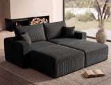 Modular Sectional Sofa Bed with Ottoman, 79" Boneless Cloud Couch, Black