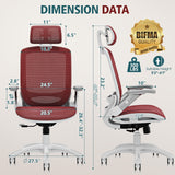 GABRYLLY Ergonomic Office Chair, High Back Home Desk Chair with 2D Flip-Up Arms, 3D Headrest, 90-120° Tilt and Wide Cushion, Big and Tall Mesh Chairs for Man Woman, Computer Task Chair Red