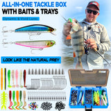PLUSINNO Fishing Gear,Full Fishing Pole kit Include Fishing Rod and Reel Combo, Fishing Net, Tackle Box with Fishing Lures, Fishing Pliers,Fishing Gifts for Men with Fishing Tool Kit