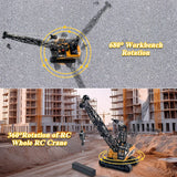Fistone 1/14 RC Truck Crawler Tower Crane Hoist Dragline Die-cast Model Lifiting Cable Remote Control Excavator Tractor Digging Engineering Toy Construction Vehicle