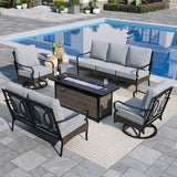 Sophia & William Metal Patio Furniture Set with Fire Pit Table, 7 Seats
