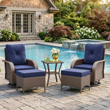 5 Pieces Outdoor Patio Furniture Set, Wicker Swivel Rocker Chairs Sets