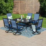 MFSTUDIO Swivel Patio Dining Chairs Set of 6, Blue Textilene Fabric