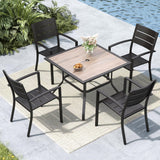 MFSTUDIO Patio Dining Set for 4, 37" Square Wood-Like Table