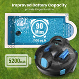 Y10 Cordless Robotic Pool Cleaner, Automatic Pool Vacuum - 90 Mins Runtime, Powerful Suction, Self-Parking, Lightweight for Above/Inground Pools Up to 65ft/1100 Sq.Ft (Coal)