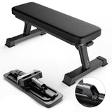 Finer Form Gym Quality Foldable Flat Bench for Multi-Purpose Weight Training and Ab Exercises - Free PDF Workout Chart Included FF Finer Form