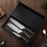 Kazutoku 3 Piece Kitchen Knife Set, High Carbon Stainless Steel Professional Chef Knife Set with Ultra Sharp Blade, Sharp Knives Set with Ergonomic Pakkawood Handle