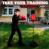 Adjustable Youth Punching Bag with Stand for Teens Ages 8–15 – 58" Reflex Boxing Training Set with Gloves & Pump, Standing Boxing Equipment