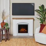 Real Flame Anika 49" Electric Fireplace with Mantel for Living Room or Bedroom, Replaceable Fireplace Insert Heater, Realistic Log and Flame Effect, Remote Control, Timer, White