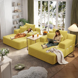 RENDGO 97 Inch Double Chaise Lounge Chair Indoor, Yellow