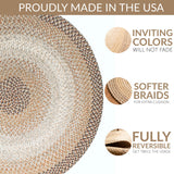 Super Area Rugs Braided Rug Round 10ft Farmhouse Kitchen Rug - Ridgewood Braided Carpet for Living Room - Reversible - Indoor/Outdoor - Made in USA - Taupetone/Beige, 10' Round