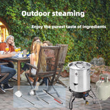 ARC 52QT Stainless Steel Steamer Pot With Portable Propane Burner For Outdoor Cooking, Seafood Crab-Vegetable-Tamale Large Pot with Water Spout, Divider and Steamer Rack, High Efficiency Stove