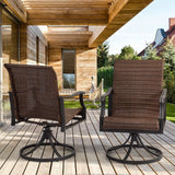 MELLCOM Patio Wicker Swivel Chair Set of 4, Heavy Duty Outdoor Dining Chair with 23.5'' High Back, Extra-Large Water-Fall Seat, Rattan Porch Seating Gentle Rocker for Outside, Backyard, Garden