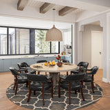 LEEMTORIG Faux Leather Dining Chairs with Arms, Solid Wood Dining Chair with Supportive Back, Game Poker Table Chairs, Boss Caption's Chairs Office Desk Chairs, Cherry Walnut Legs & Black PU NX173D