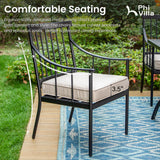 PHI VILLA 7 Piece, Outdoor Dining Set, 60"x38" Table, 1.57" Umbrella Hole