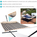 Sunnydaze Quilted Double Hammock with Stand for Outside - 400-Pound Capacity 2-Person Hammock with Stand - 15-Foot Stand - Mountainside