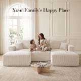 115" Modular Sectional Sofa, U Shaped Cloud Boneless Couch Beige