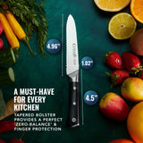 Cutluxe Serrated Kitchen Utility Knife - 5" Tomato Knife – Ultra Sharp Blade, Ergonomic Handle, Full Tang, Forged High Carbon German Steel – Artisan Series