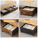 Under Bed Storage with Wheels, 2 Packs Wooden Storage Containers Extra Large Underbed Shoes Organizer, Rolling Under Bed Storage Drawers with Clear Lid, Heavy Duty for Clothes Toys 36"L (Walnut)