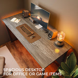 Huuger Modern Simple Office Desk, 55 Inch, Gaming & Work Desk with Storage, Large Legroom, Metal Frame, Grey