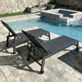 PURPLE LEAF Patio Chaise Lounge Set of 2 with Wheels, Adjustable, Gray