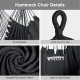 SUNCREAT 2-in-1 Hammocks Convertible Portable Double Hammock with Stand Included, Outdoor Hammock and Stand, Patented, Dark Grey with Tassel