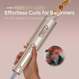 TYMO CurlPro Plus Automatic Rotating Curling Iron - Upgraded Long Barrel Curling Wand for Long Hair, Ceramic Hair Curler for Women, Anti-Scald, Tangle-Free, 600M Ionic, Dual Voltage, Gold, 1 Inch
