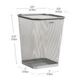 Mind Reader Mesh Trash Can, Square Wastebasket for Office or Home, 5 Gallon Capacity, Metal Mesh, Set of 2, Silver