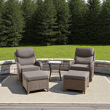 Luxury Outdoor Furniture Set with Swivel Chairs, High Back Swivel Patio Chairs with Ottoman, Side Table & 6-Inch Thick Cushions, Wicker Patio Furniture Set for Porch, Yard, Deck, Poolside, Brown/Grey