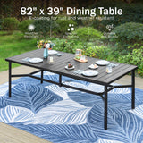 PHI VILLA 9 Pcs Outdoor Dining Set for 8,83" Rectangular Metal Table, Black