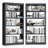 Black Bookshelf，6-Tier Bookcase with Adjustable Storage Shelves