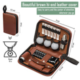 HIRQUITICKE Golf Gift Sets for Men & Women - Golf Accessories Set with Case, Golf Balls, Rangefinder + More (Brown)