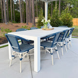 PURPLE LEAF French Wicker Bistro Chairs Set of 2, White Finish, Deep Blue