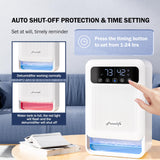 Frizzlife DH80 Air Dehumidifier, 135oz Water Tank W/Purifying Function, Quiet Small Dehumidifiers With Sleep Mode For Home, Bedroom, Bathroom, Basement W/Auto Shut Off, 7 Colors LED Light, White