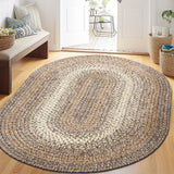 Super Area Rugs Large Braided Rugs 8X11 Farmhouse Kitchen Rug - Ridgewood Braided Rug for Living Room - Reversible - Indoor/Outdoor - Made in USA - Taupetone/Beige, 8' X 11' Oval