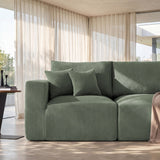 115" Modular Sectional Sofa, 3-Seater Boneless Cloud Couch, Green