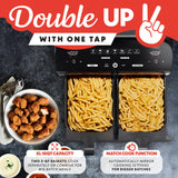 Gourmia Dual Basket Air Fryer - 10 Qt Large Capacity, FryForce360º, Digital Display with 7 Presets, Roast, Bake, Broil, Dehydrate, Match Cook, Sync Finish, Dishwasher Safe Accessories, Black